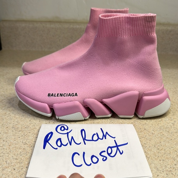 Balenciaga Knit Speed 2.0 Sneaker Womens Size: 8 Light Pink - Picture 4 of 7